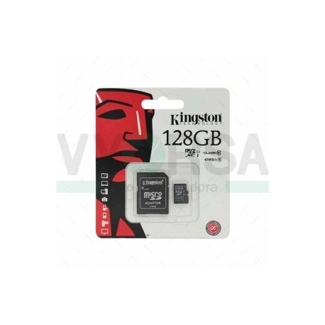 Tarjeta de Memoria KINGSTON Micro SD 128GB Clase 10 Con Adaptador