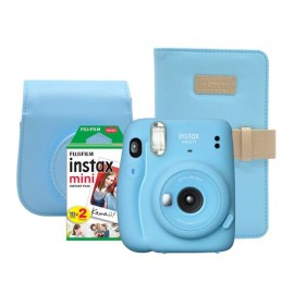 Cámara Fuji Instax Mini 11 Azul + 2 Pack + Accesorios