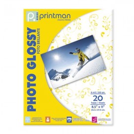 Papel PRINTMAN 8.5X11 Photo Glossy 20H 8mil 220g