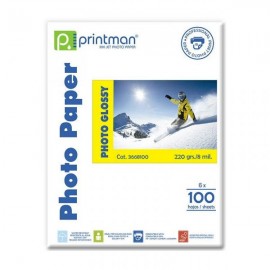 Papel PRINTMAN 6X8 Glossy 100H 8mils/220grs Bolsa