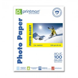 Papel PRINTMAN 8.5X11 Glossy 100H 8mils/220grs