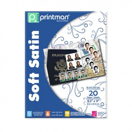 Papel PRINTMAN 8.5X11 Soft Satin 20H 10mil 270g