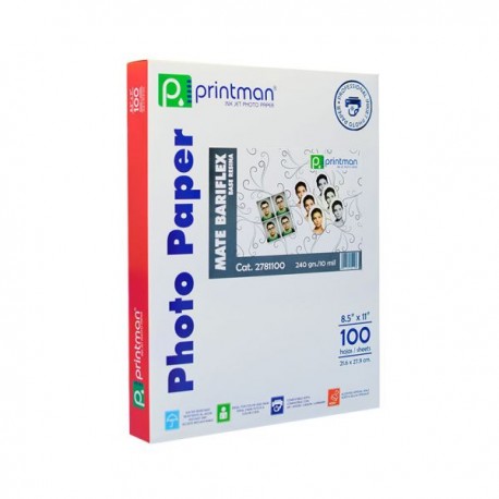 Papel PRINTMAN 8.5X11 Mate Bariflex 100H 10mils/240grs