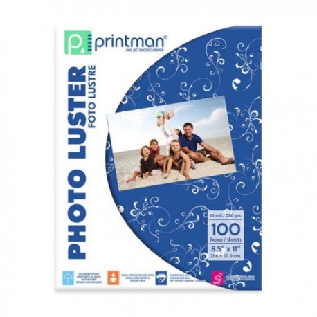 Papel PRINTMAN 8.5X11 Lustre 100H 10mils/270grs