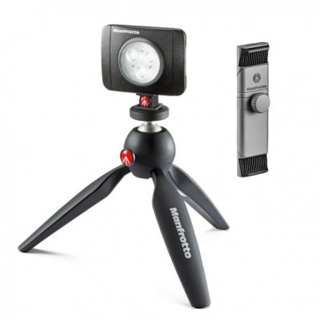 Kit Lumine Lampara MANFROTTO MLUMIEPL-BK, Mini Tripie MTPIXI-B, MTWISTGRIP
