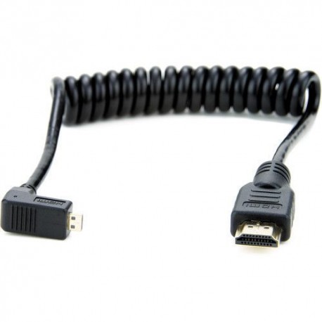 Cable Espiral Micro HDMI a HDMI Angulo Derecho 30cm Atomos