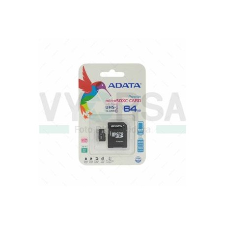 Tarjeta de Memoria ADATA Micro SDXC 64GB Con Adaptador Clase 10